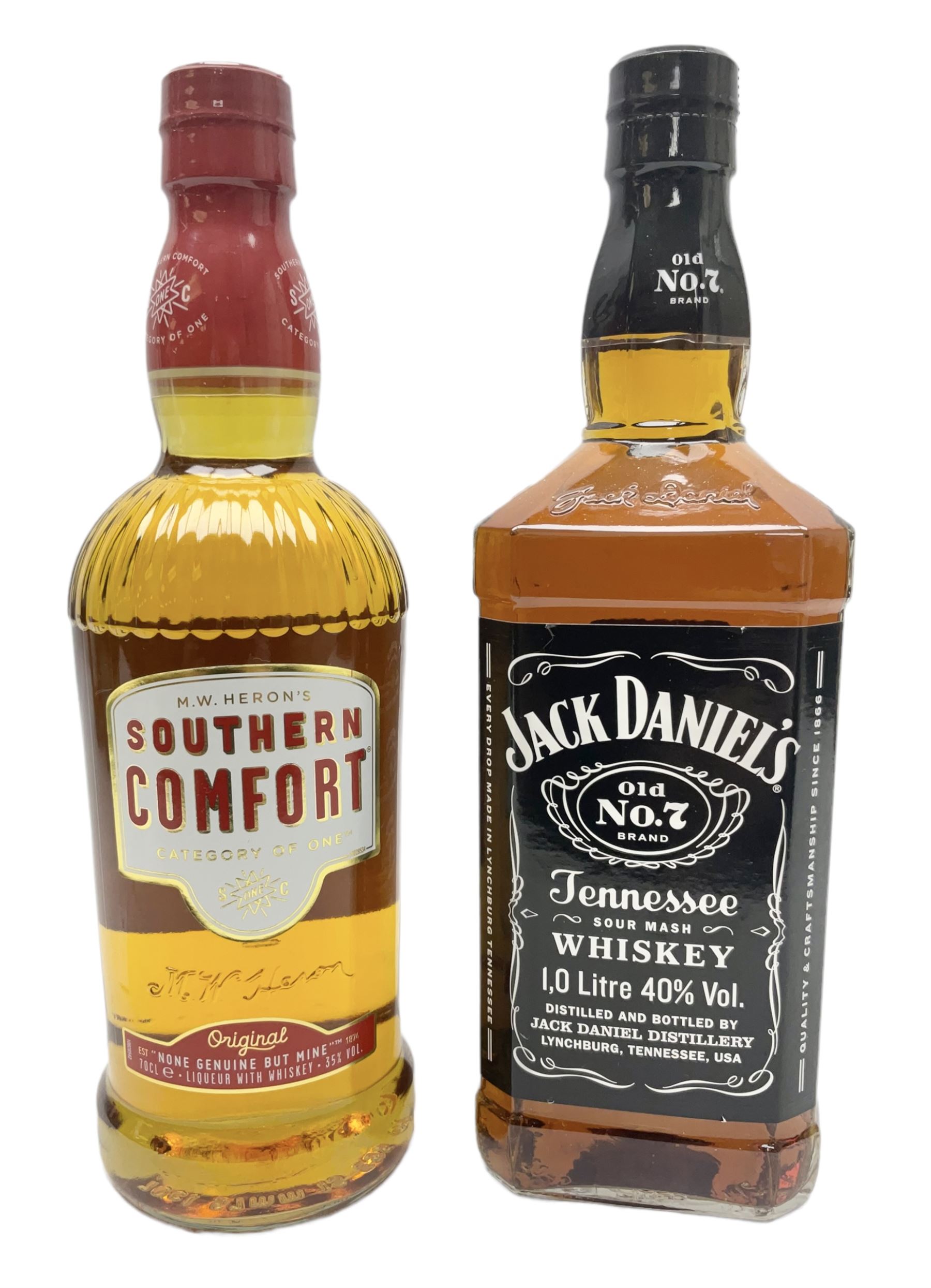 Jack Daniels, Old no.7 Tennessee sour mash whisky, 1L, 40% vol, Southern Comfort, liqueur with whisky, 70cl, 35% vol (2)
