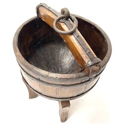 18th century continental hardwood coopered well bucket on stand