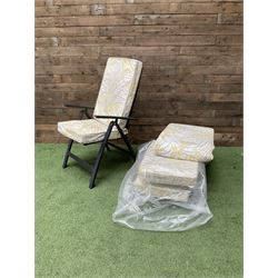 Four metal and mesh fabric folding garden chairs in black - THIS LOT IS TO BE COLLECTED BY APPOINTMENT FROM DUGGLEBY STORAGE, GREAT HILL, EASTFIELD, SCARBOROUGH, YO11 3TX