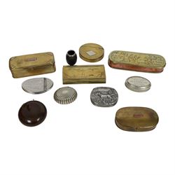 Collection of tobacco boxes and similar, including brass examples, together with match hol...
