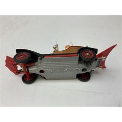 Corgi - Lincoln Continental Executive Limousine No.262, with illuminated T.V. screen, gold body, black roof, red interior, spun wheel hubs, film strip and bulbs; Chitty Chitty Bang Bang No.266 with all four figures; and The World of Wooster 3-litre Bentley No.9004 with both figures; all with very poor boxes (3)
