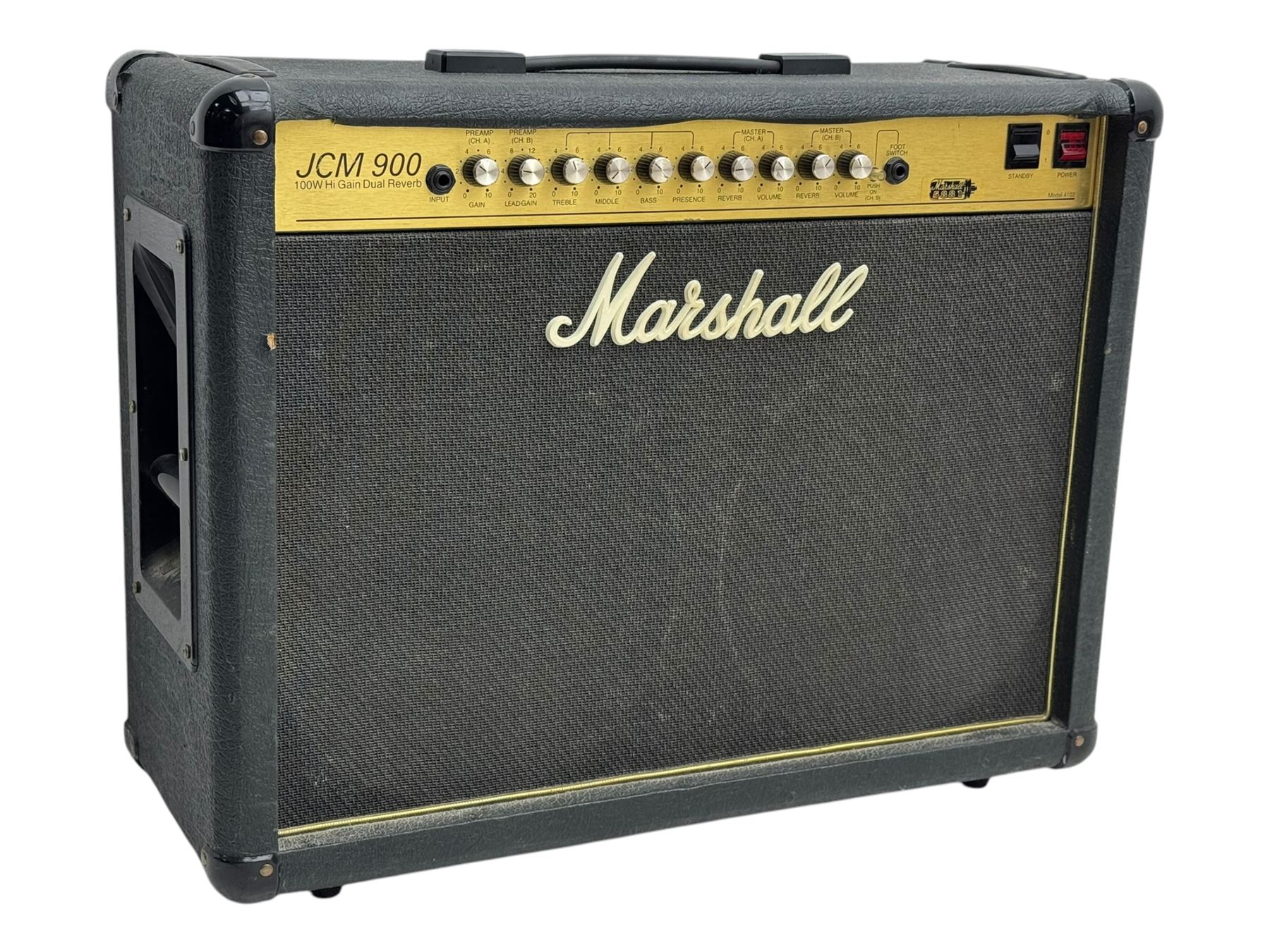 Marshall JCM 900 Model 4102 100W Hi Gain Dual Reverb guitar amplifier with Marshall pedal, amp H50cm