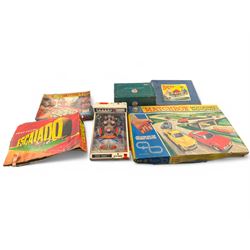 Collection of vintage toys and games, including Chad Valley Escalado, Corgi 1:18 scale MG diecast model, Bayko Building Set, Matchbox Motorised Motorway, etc