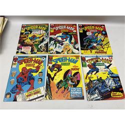 Collection of bronze age Marvel comics (1973-1976). Spider-Man Comics Weekly (1973-1976) nos 8-12, 14, 19-34, 75, 92, 95-97, 101-103, 106, 108, 109, 111, 115, 116, 121-132, 152, 155 and 156. Super Spider-Man with the Super-Heroes (1976) nos 161, 166-170, 177-182. The Mighty World of Marvel starring the Incredible Hulk (1974-1975) nos 102-04, 113-129 (excluding 115 and 120), 134, 135, 140, 143, 153-156, 158, 170, 172 and 182 (89)