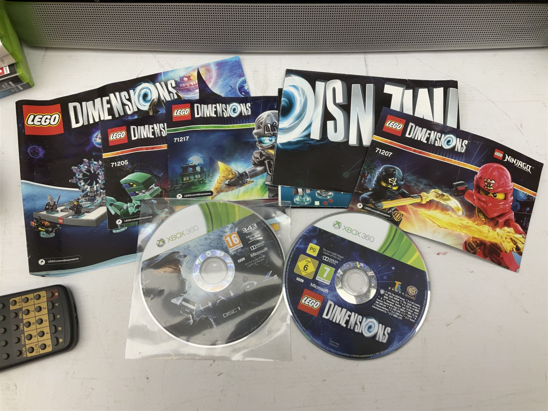 Wharfedale TV with built in DVD player, together with xbox controller and twenty three xbox games