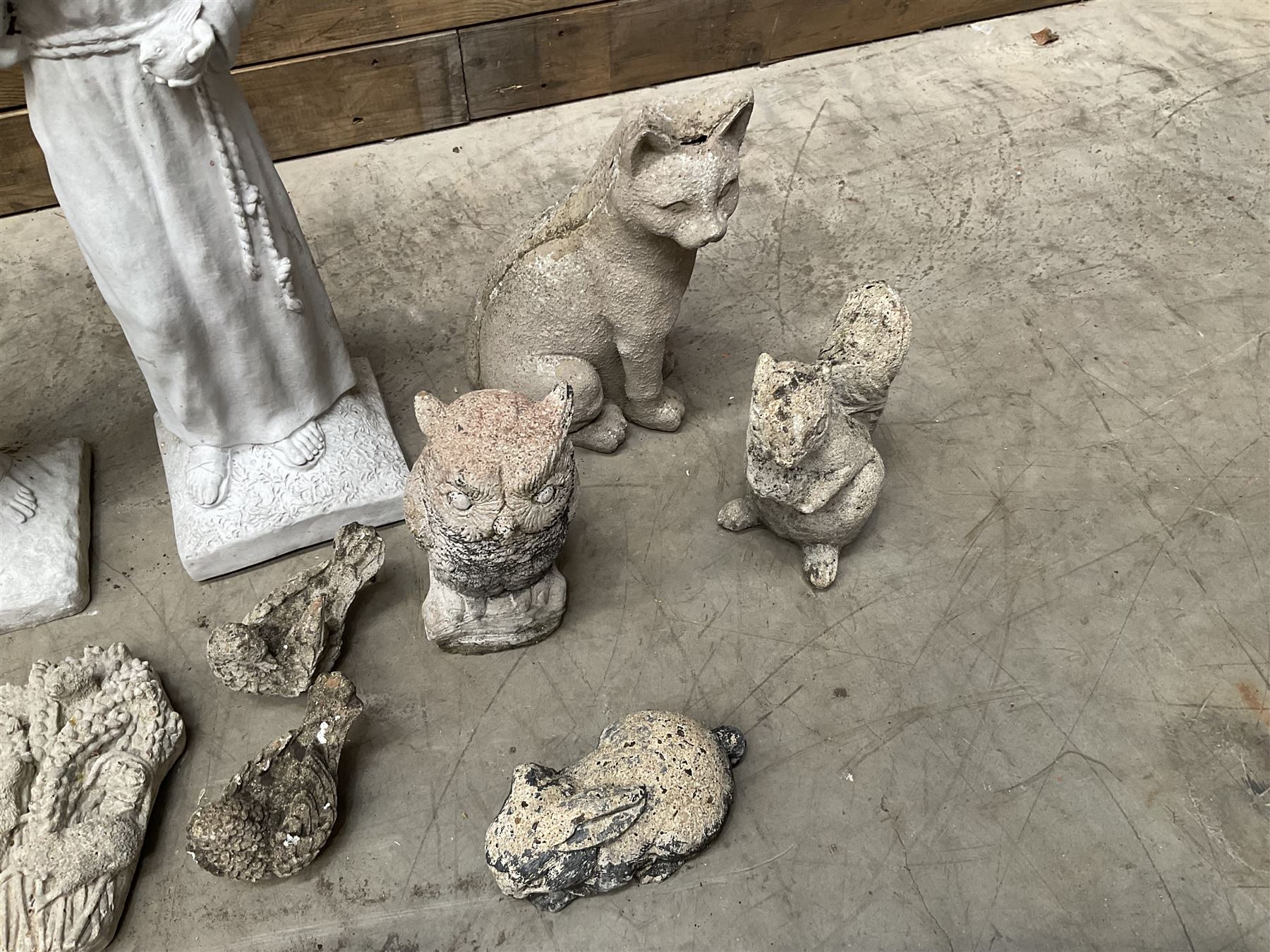 Large collection of cast stone figures and animals (16)
