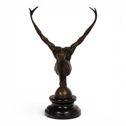 After Milo - bronze figure of a man in perfect balance, bearing signature and foundry mark...