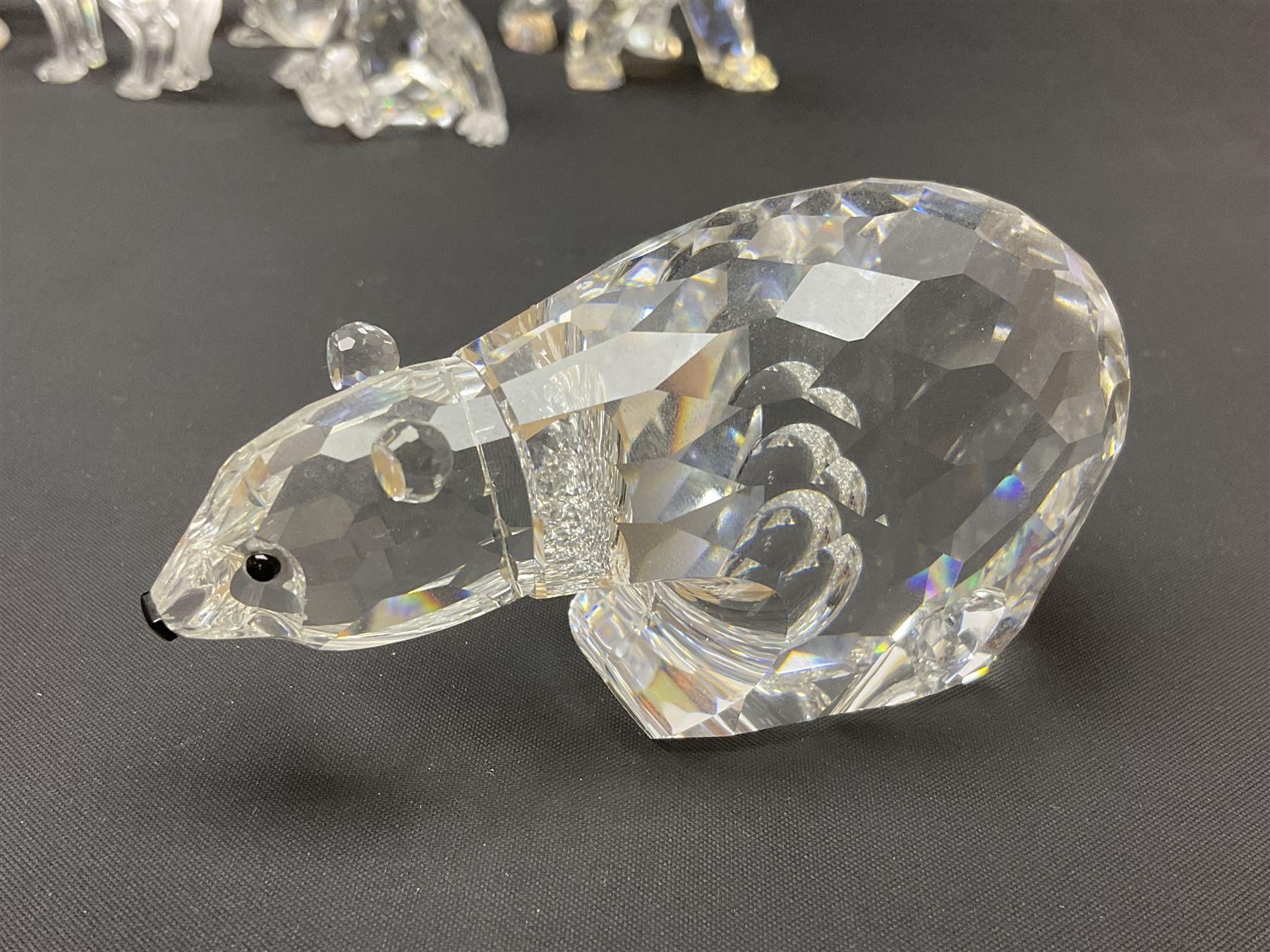 Twenty nine Swarovski Crystal animals, to include koala and baby, in frosted tree branch, elephants, polar bears, squirrel, monkeys, panda, unicorn and snails, etc 