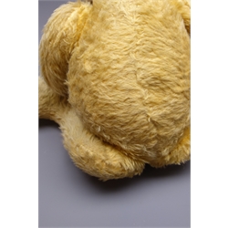  1940s large plush covered teddy bear with applied eyes, stitched nose and mouth, revolving head, jointed limbs and growler mechanism H63cm  