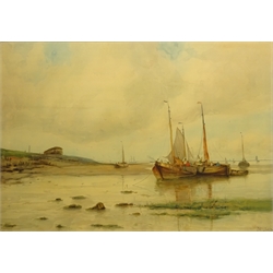  Fishing Boats on the Shore, 20th century colour print 68cm x 98cm  
