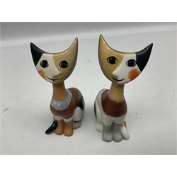 Two Goebel Rosina Wachtmeister cat figures comprising Angelina and Julia, Caithness Mooncrystal paperweight, Harmony Kingdom Fishy Business figure in box, limited edition Field Poppy box etc