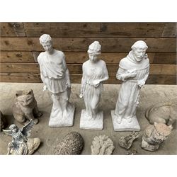 Large collection of cast stone figures and animals (16)