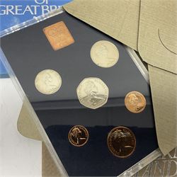 Eleven Great British coin year sets, dated two 1970, 1972, 1973, 1974, 1975, 1976, three 1977 and 1978, all in plastic displays with card covers