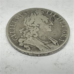King William III 1696 silver crown coin
