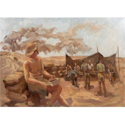 David S M* (British 20th Century): Siege of 'Tobruk - 1941', oil on board, indistinctly si...