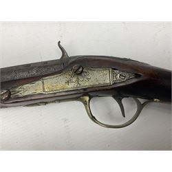 Early 19th century 20-bore flintlock converted to percussion fowling piece by Fisher, the 96.5cm(38