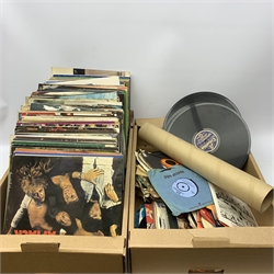 A large collection of assorted Vinyl LPs, to include Status Quo If you can't stand the heat, Abba Arrival, Abba Greatest Hits Vol 2, Rod Stewart Atlantic Crossing, Beatles For sale, The Beatles 1962-1966, The Beatles 1967-1970, Queen Sheer heart attach, plus a selection of various classical examples, to include Beethoven, Mozart, etc., and a quantity of singles. 
