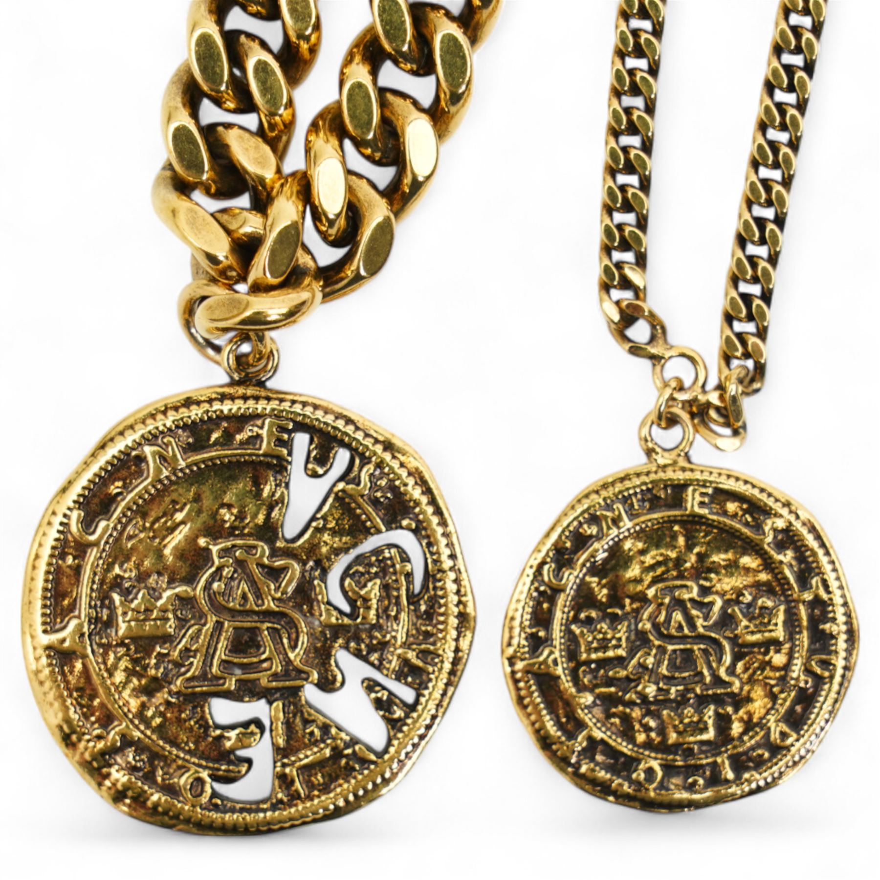 Acne Studios - silver-tone coin necklace and antique gold tone 