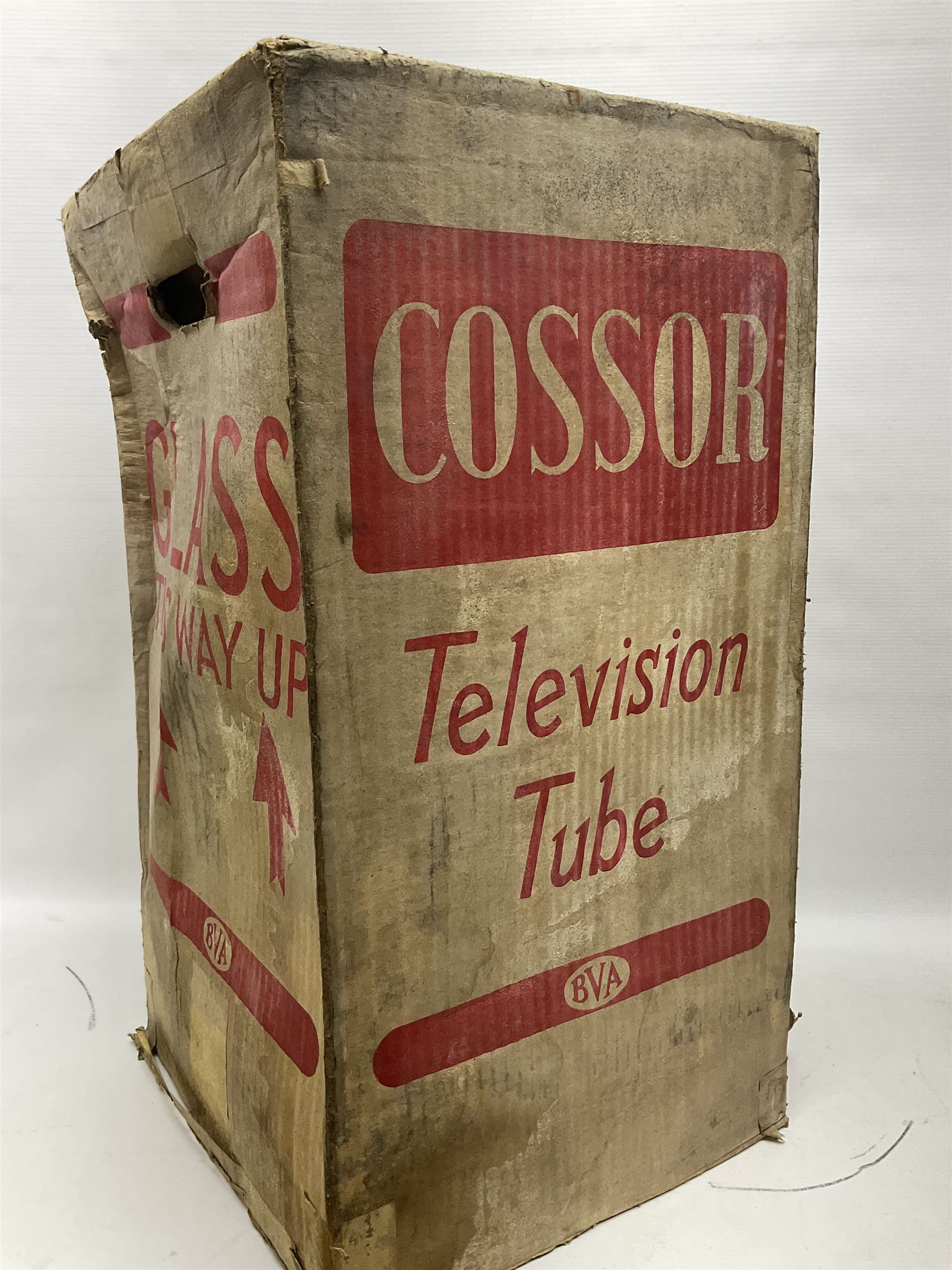 Cossor cathode ray television tube, serial no. 896456, in original box, tube H43cm