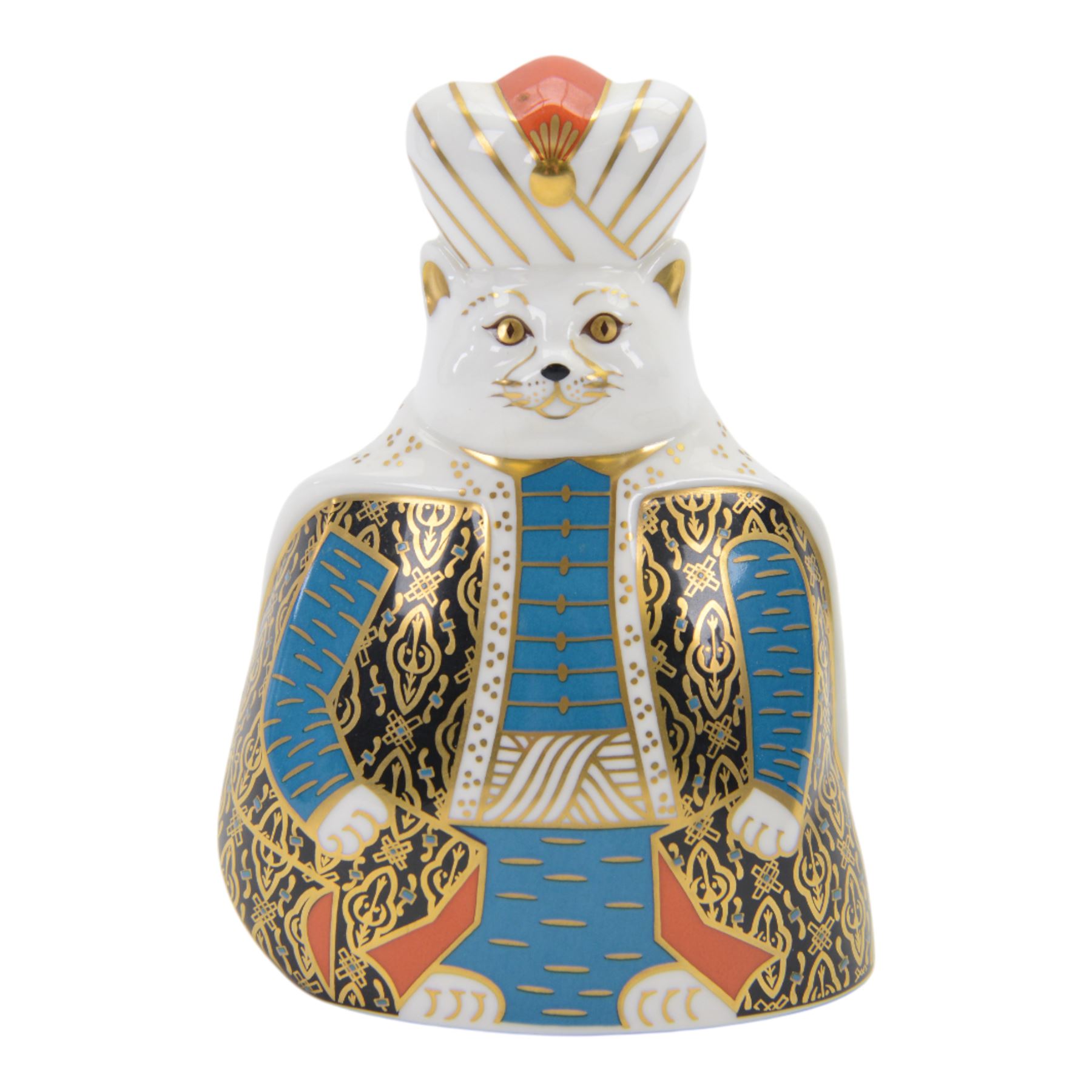 Royal Crown Derby Royal Cats paperweight Persian, with gold stopper and box 