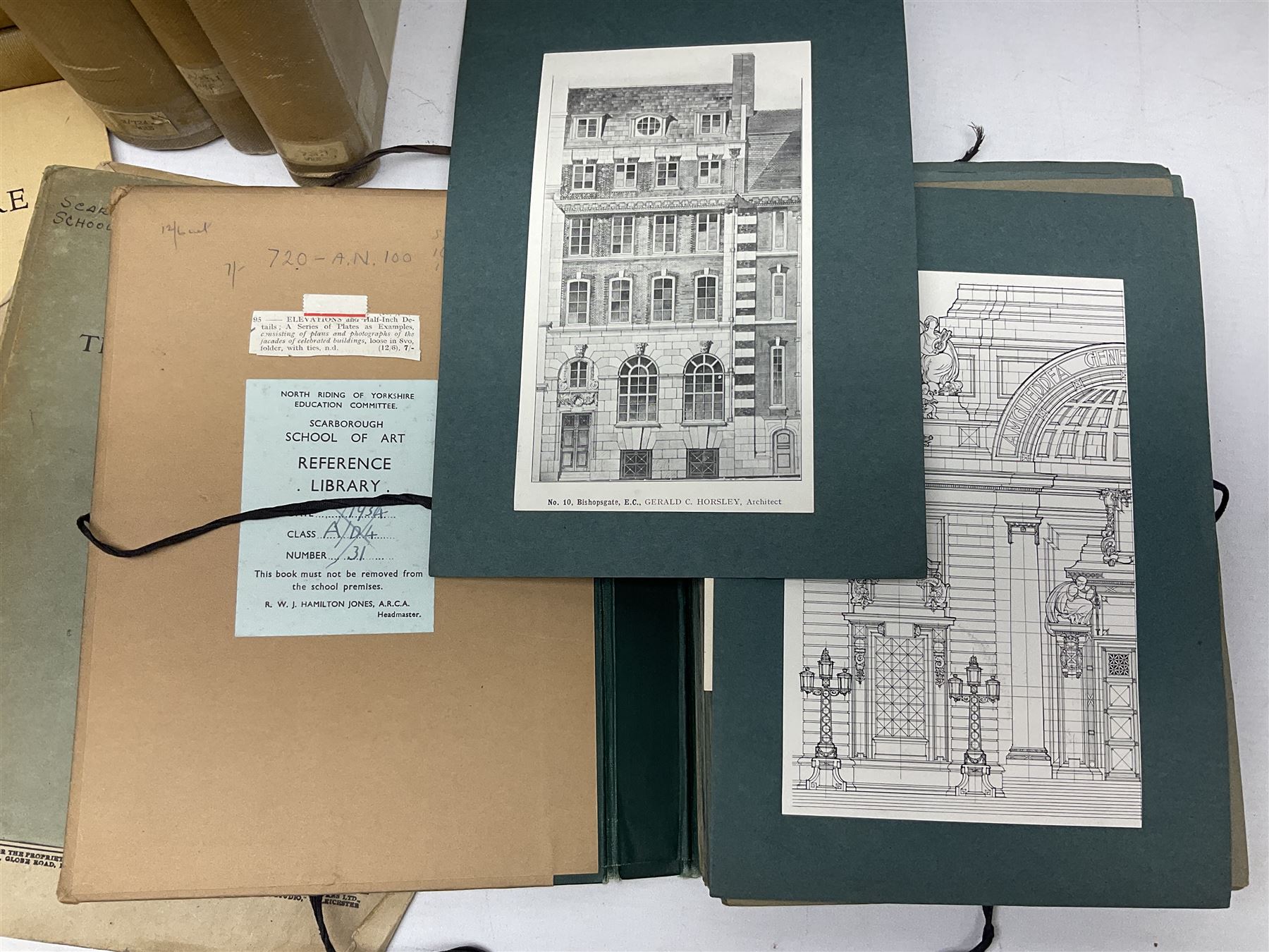 Belcher & Macartney: 'Later Renaissance Architecture in England', london Batsford, in six parts of loose folio form including plates and photographs, Twelve volumes of The Wren Society architectural books, and other architectural books and folios  