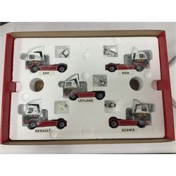 Corgi - three limited edition Eddie Stobart sets - 76901 30th Anniversary 1970-2000; boxed with delivery packaging; CC99155 Scania@Stobart; and CC86610 The Eddie Stobart Story; both boxed (3)