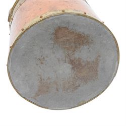 19th century rivetted copper and brass coal bucket  with swing handle, H30cm, D32cm