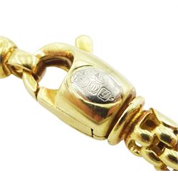 18ct gold fancy popcorn link chain necklace, makers mark B & D, London import mark 1998