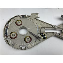 Star Wars - four space/land vehicles comprising Millenium Falcon with hinged top and figures; TIE Fighter; X-Wing Fighter with pilot; and AT-ST 'Chicken Walker' transporter; all unboxed (4)