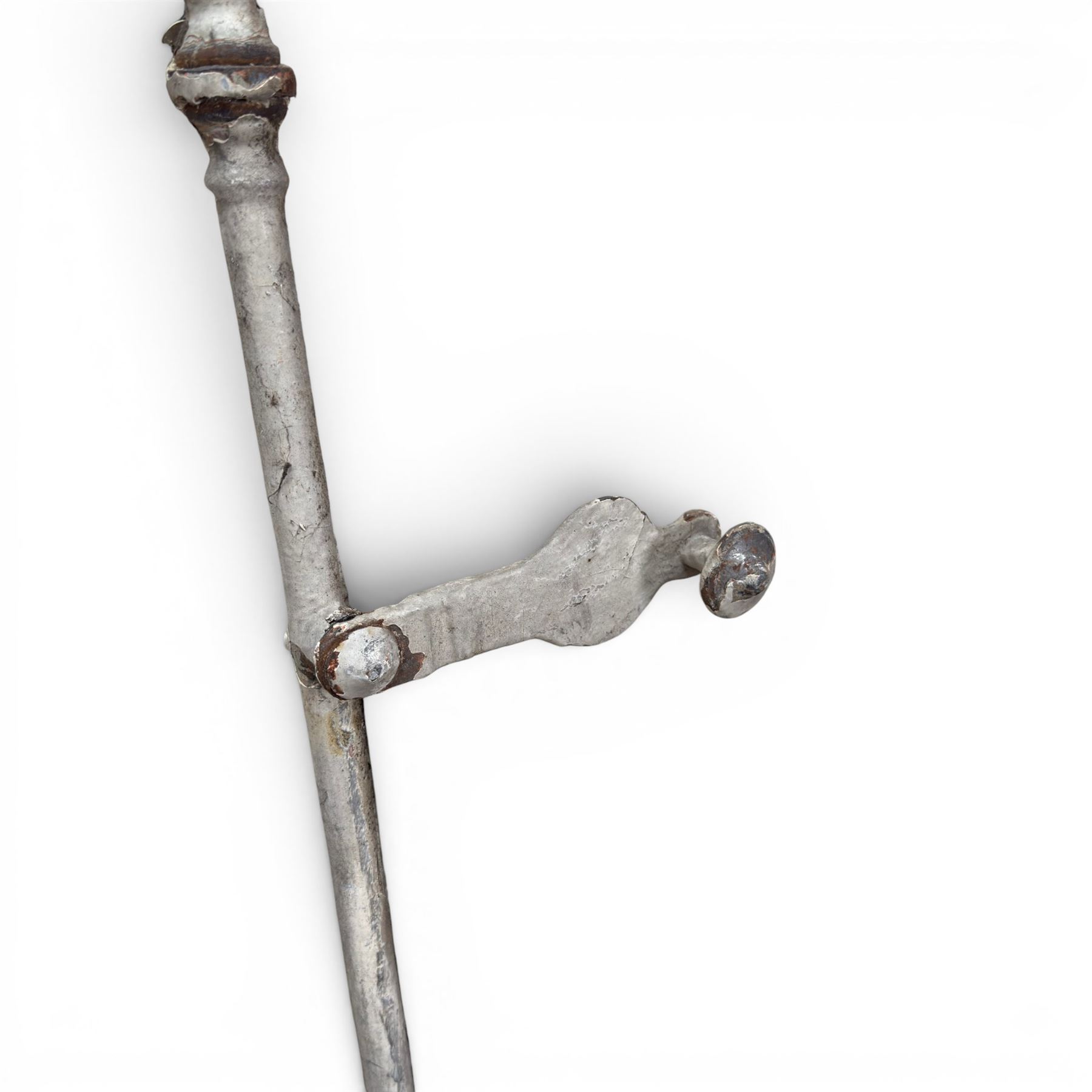 Five 19th century full height French Chateau louvre doors, pitch pine painted in cream finish, two having iron rod hinges, dimensions approx.