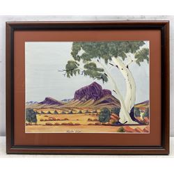Kevin Wirri (Aboriginal Australian 1953-): Outback Landscape, watercolour signed 36cm x 48cm 