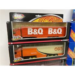 Corgi - sixteen 1:64 scale vehicles comprising ten Superhaulers; TY86650, TY86641, TY86661, TY86655, TY86652, TY87006, TY86605, TY87004, TY87002 and 59512; five Corgi Wheelz models comprising TY86636, TY86733, TY86815, TY87018, TY87019; with a further example from Saico 46601 (16)