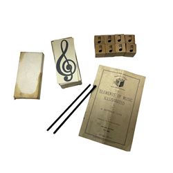 'Seppings Music Method' - type of music method by which Benjamin Britten was taught to sight read c1920 comprising wooden blocks and cards fitted onto wooden staves; in beech box with instruction booklet entitled 'The Elements of Music Illustrated'