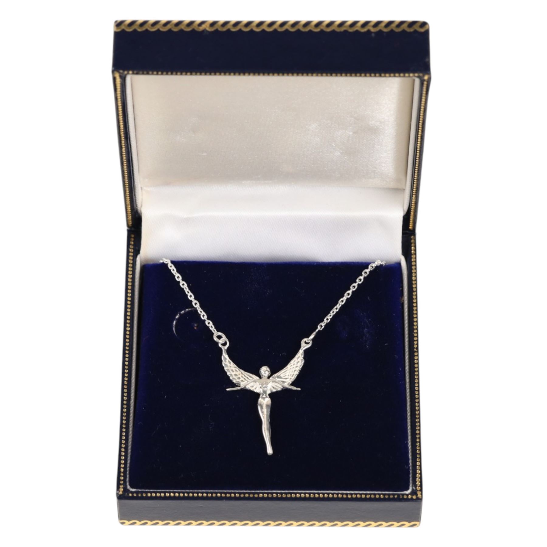 Silver angel pendant necklace, boxed