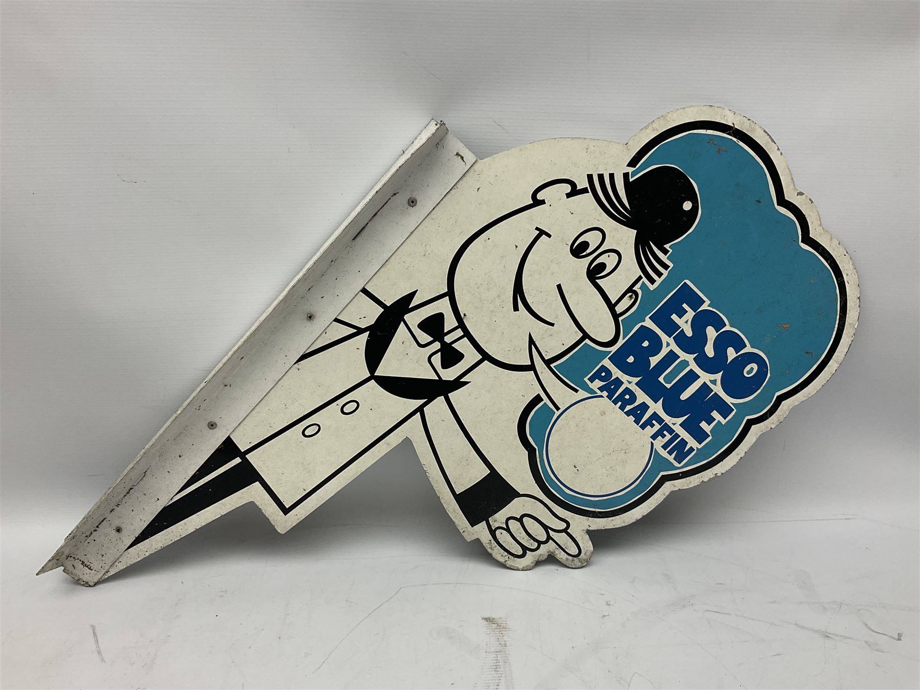 Esso Blue Paraffin double sided aluminium sign with hanging flange, H82cm