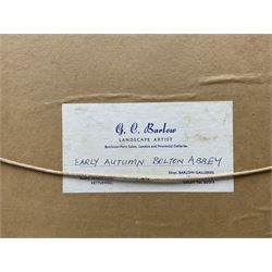 Gordon Clifford Barlow (British 1913-2005):  'Early Autumn - Bolton Abbey', oil on board 29cm x 39cm 