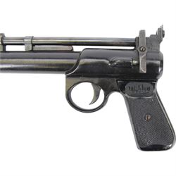 Webley Junior MK II .177 air pistol, the chamber marked 'Webley & Scott Ltd. Junior MK II Made in England' , with black checkered grip, H16cm, L28cm