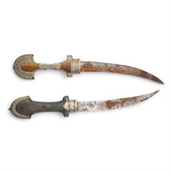 Two North African jambiya in silvered metal sheaths