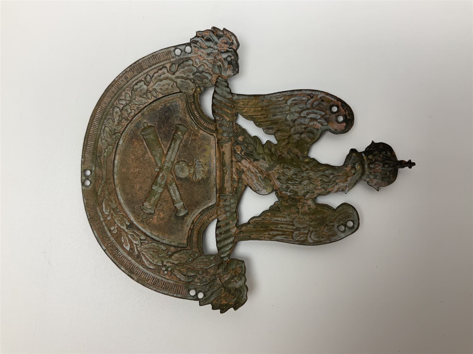 French First Empire Artillery shako plate c1814 H14cm