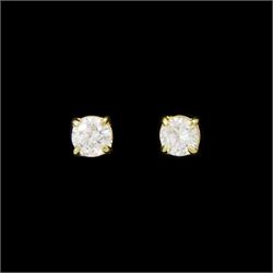 Pair of 9ct gold lab grown stud earrings, stamped, total diamond weight approx 0.20 carat