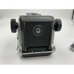 Mamiyaflex C3 TLR camera body, serial no. 215034, with 'Mamiya Sekor 1:2.8 f80mm' lens serial no. 765932