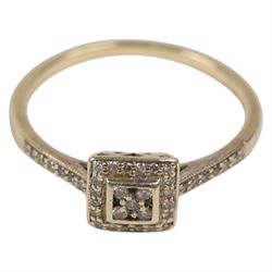 9ct gold jewellery, including stone set ring, locket and crucifix pendant, all stamped or hallmarked