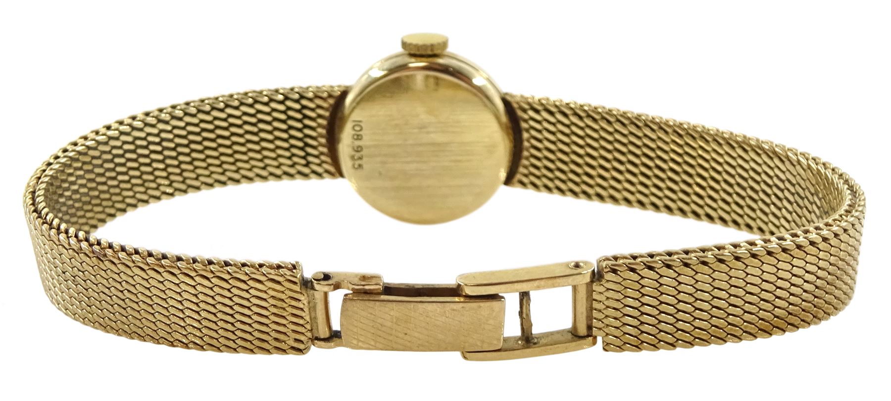 Eterna ladies 9ct gold manual wind wristwatch, on 9ct gold bracelet, London 1967