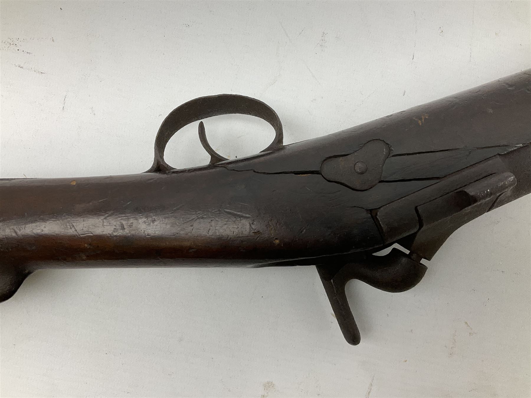 19th century 12-bore single barrel shotgun with Krnka/Werndl type action (converted from a percussion action rifle) with 77cm barrel, L122cm overall RFD ONLY