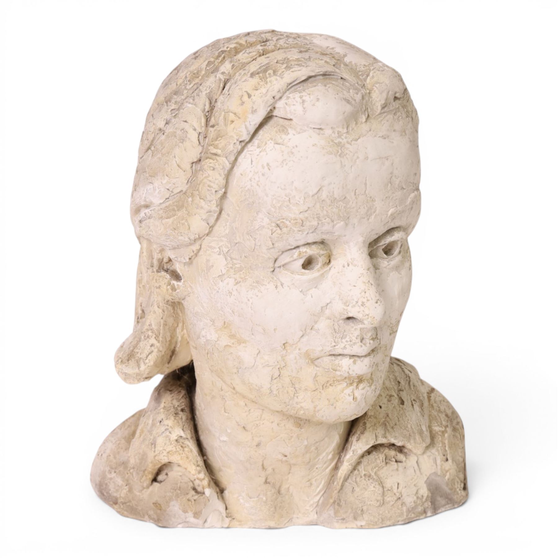 Modern plaster bust, modelled as a woman, H32cm 