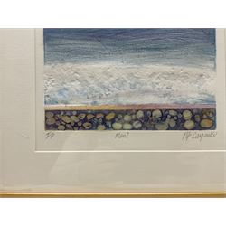 Pip Carpenter (British Contemporary): 'Maui', trial proof coloured etching signed and titled in pencil 58cm x 24cm 