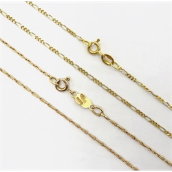  18ct gold figaro chain necklace stamped 750 and gold chain necklace hallmarked 9ct  