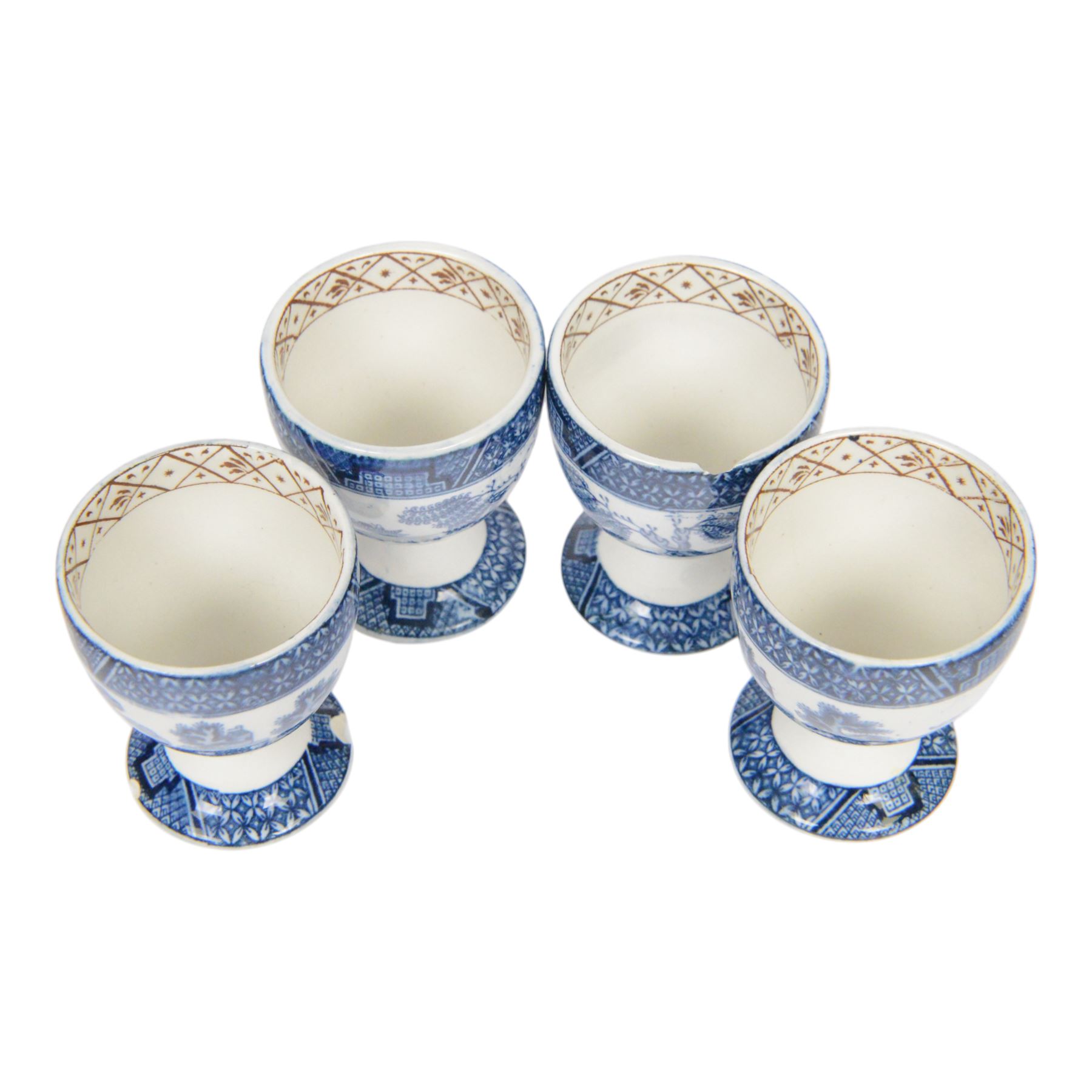 Booths Real Old Willow tea and dinner service, including six dinner plates, eight side plates, four egg cups, milk jug etc 