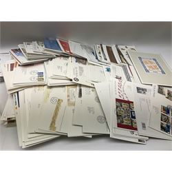 Queen Elizabeth II first day covers, mostly with printed address and special postmark, small number of decimal collectors packs and various, mostly low value, mint usable postage stamps, in one box