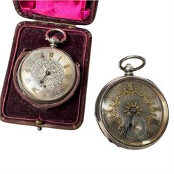 Silver fusee lever pocket watch by Wolfe, Sunderland, the case with London import mark 1926, one other silver lever pocket watch and a silver cylinder pocket watch